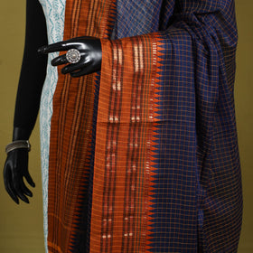 Blue - dharwad cotton dupatta with zari border 18