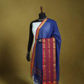 Blue - dharwad cotton dupatta with zari border 20
