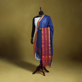 Blue - dharwad cotton dupatta with zari border 20