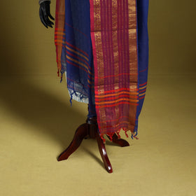 Blue - dharwad cotton dupatta with zari border 20
