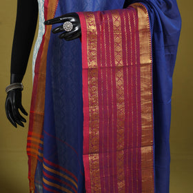 Blue - dharwad cotton dupatta with zari border 20