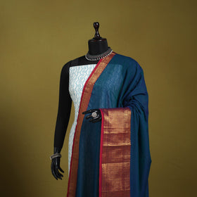 Blue - dharwad cotton dupatta with zari border 36