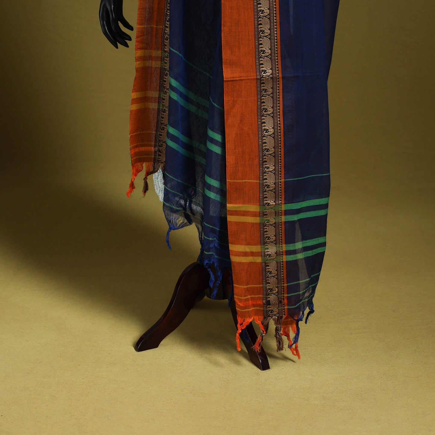 Blue - dharwad cotton dupatta with zari border 52