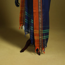 Blue - dharwad cotton dupatta with zari border 52