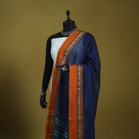 Blue - dharwad cotton dupatta with zari border 52