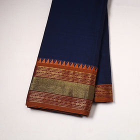 Blue - dharwad cotton fabric with border 02 - handcrafted