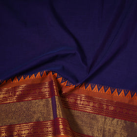 Blue - dharwad cotton fabric with border 03 - handcrafted