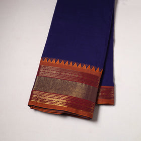 Blue - dharwad cotton fabric with border 03 - handcrafted