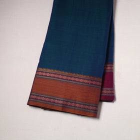 Blue - dharwad cotton fabric with border 09 - handcrafted
