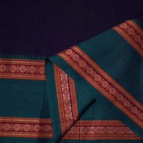 Blue - dharwad cotton fabric with border 13 - handcrafted