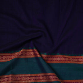 Blue - dharwad cotton fabric with border 13 - handcrafted