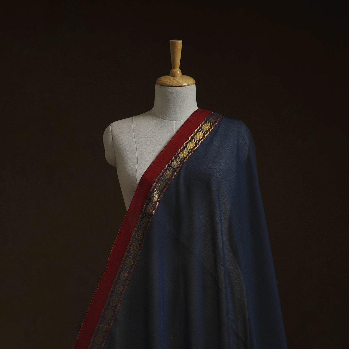 Dharwad cotton fabric with border 36 - handcrafted