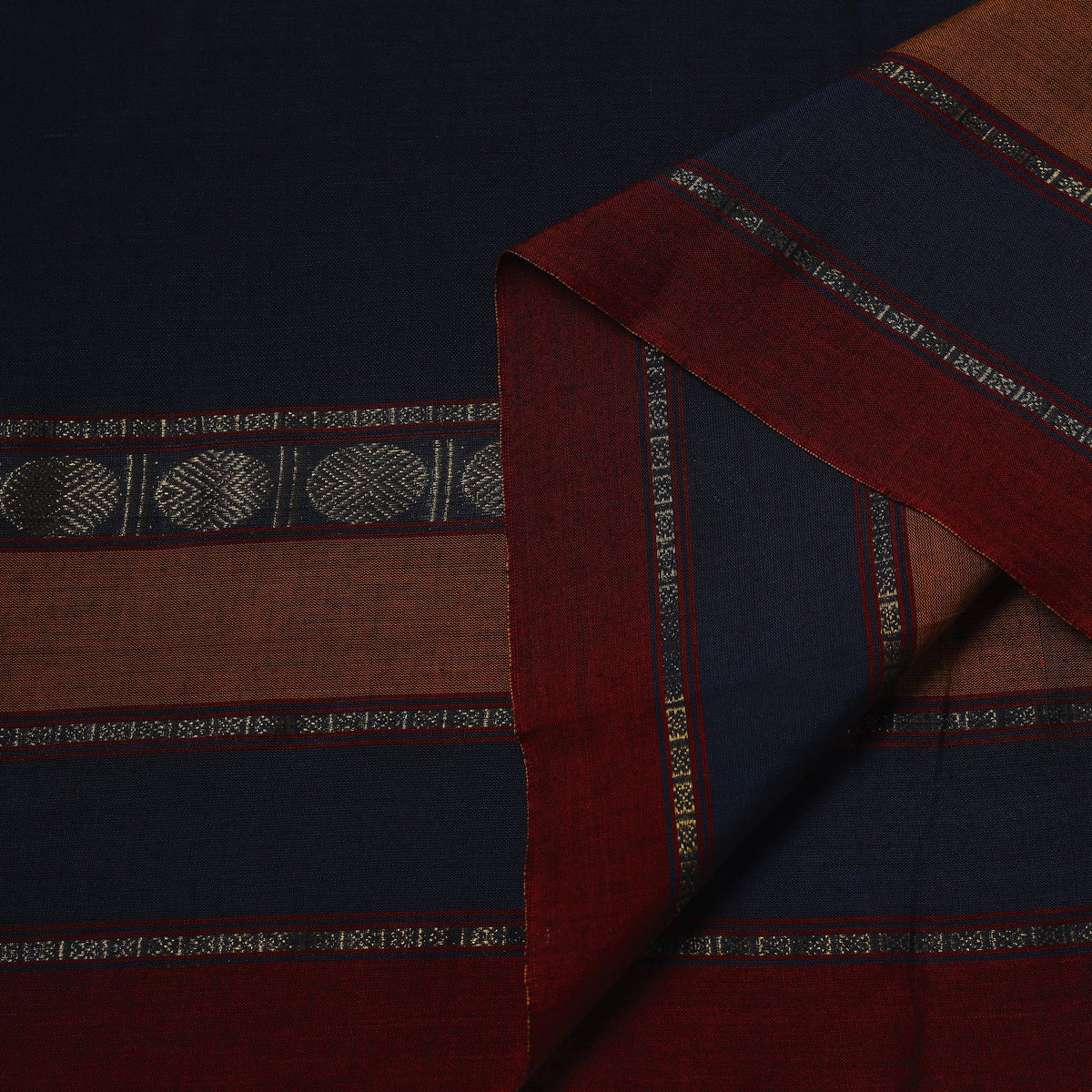 Dharwad cotton fabric with border 36 - handcrafted