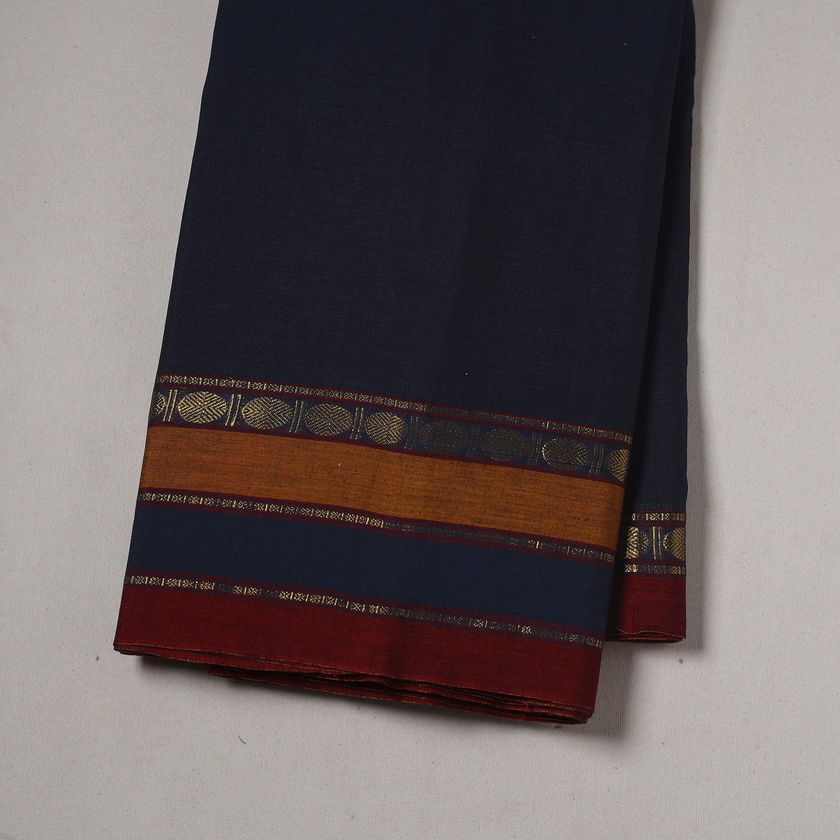 Dharwad cotton fabric with border 36 - handcrafted