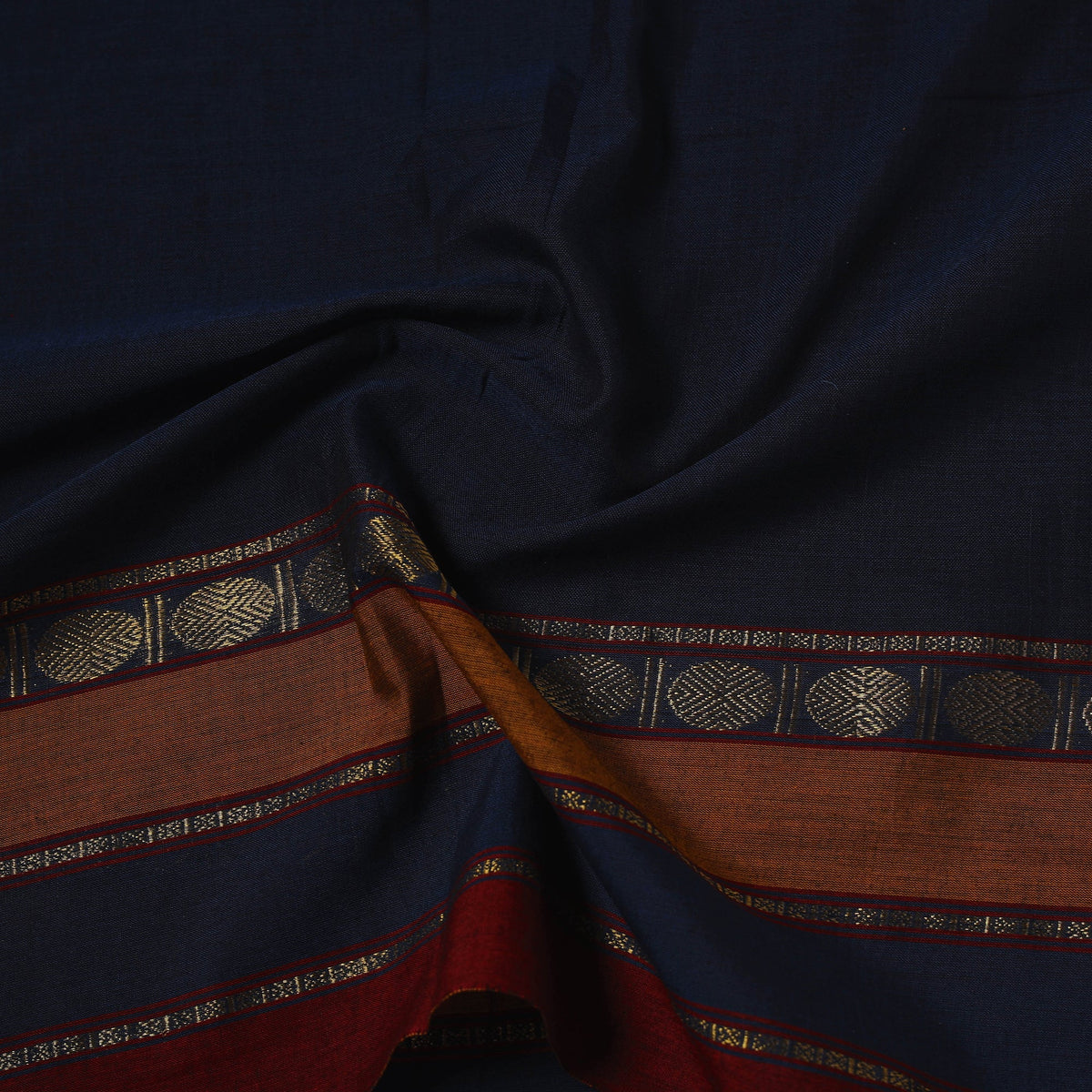 Dharwad cotton fabric with border 36 - handcrafted