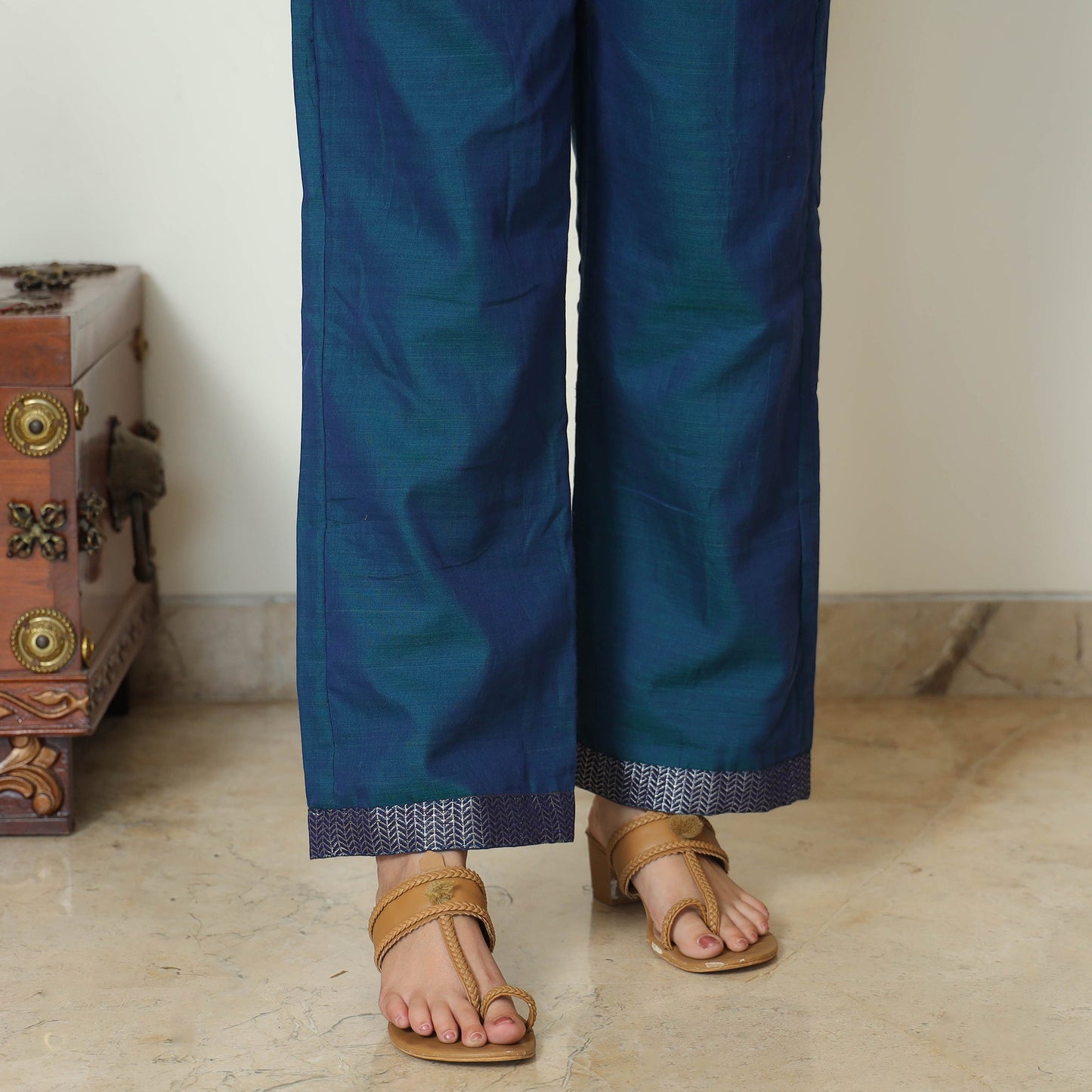 Blue - dharwad cotton kurta with palazzo & dupatta set 02