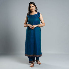 Blue dharwad cotton kurta with palazzo & dupatta set