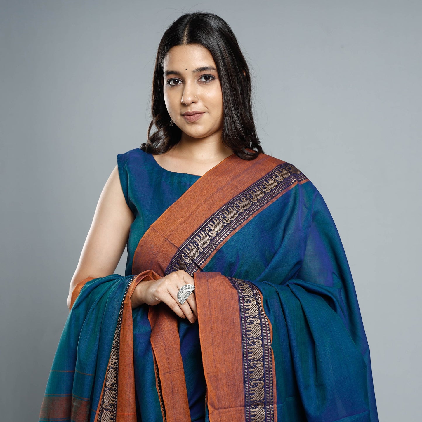 Blue dharwad cotton kurta with palazzo & dupatta set
