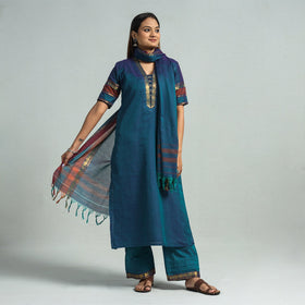 Blue - dharwad cotton kurta with palazzo & dupatta set