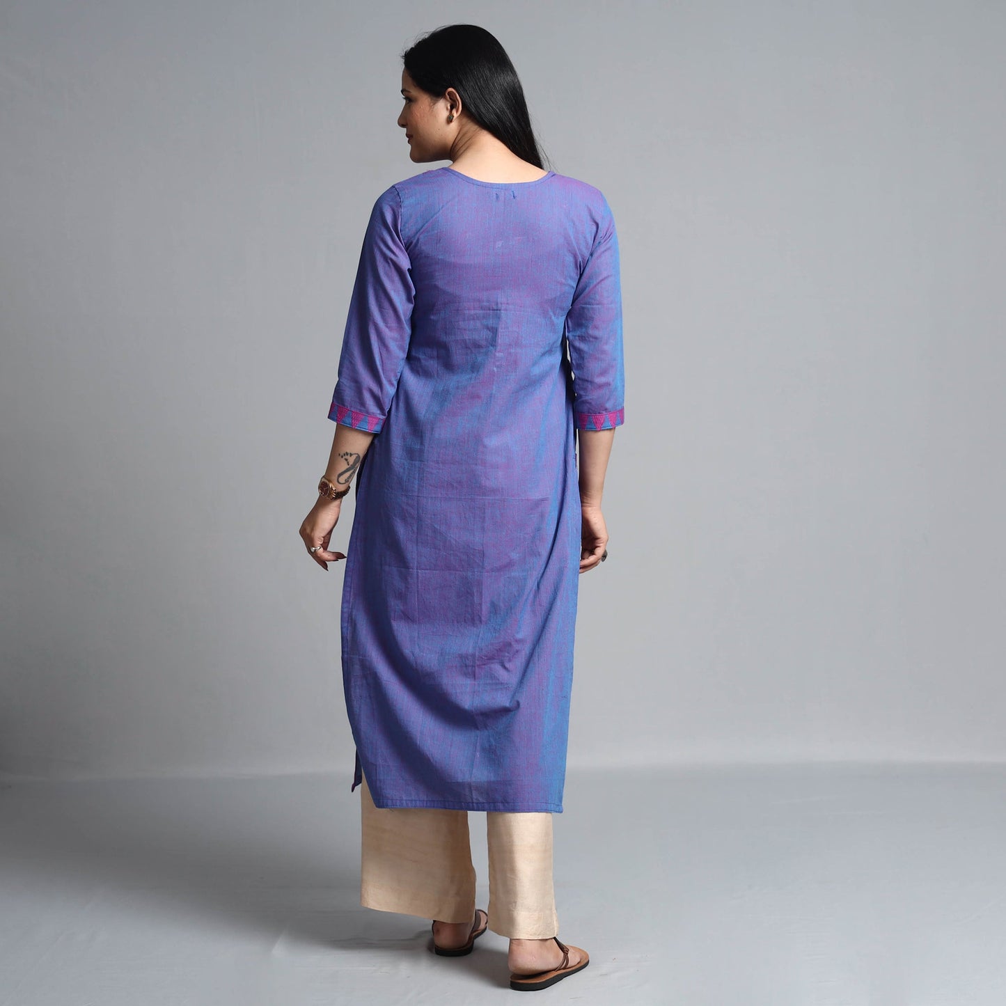  Blue Dharwad Cotton Long Kurta for Women