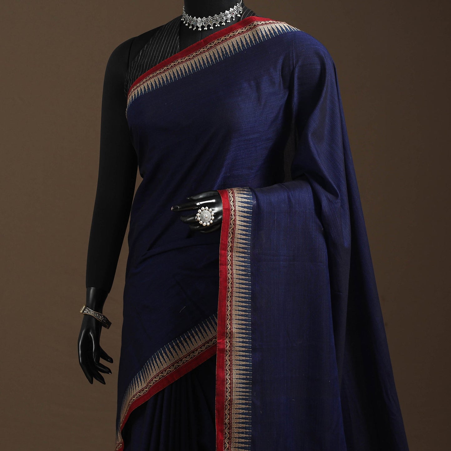 Dharwad cotton saree with border 05 - handcrafted