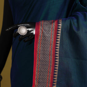Blue - dharwad cotton saree with border 09 - handcrafted