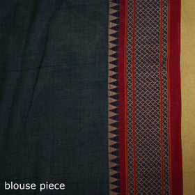 Blue - dharwad cotton saree with border 09 - handcrafted