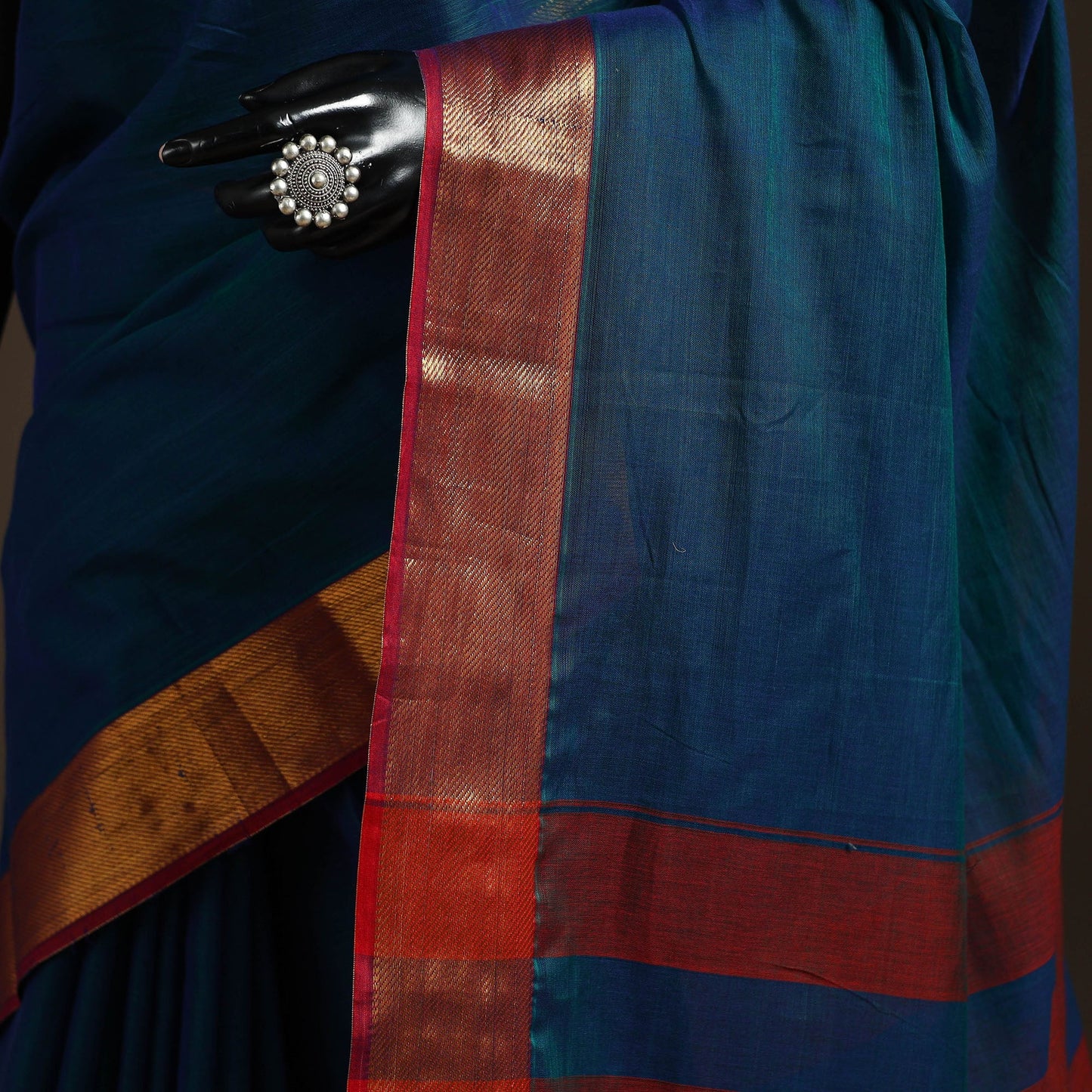 Dharwad cotton saree with border 13 - handcrafted