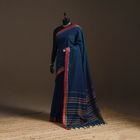 Dharwad cotton saree with border 17 - handcrafted