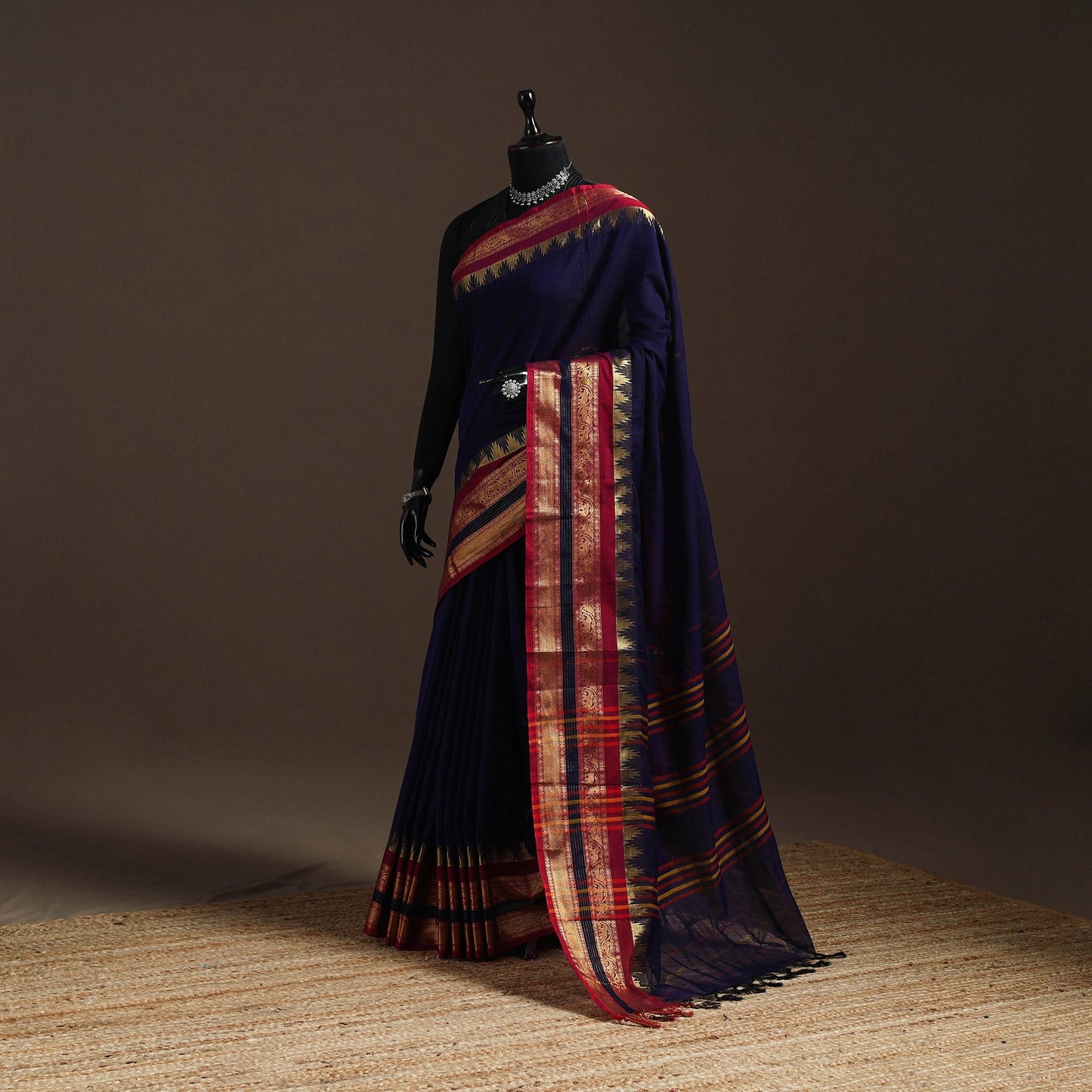 Dharwad cotton saree with border 18 - handcrafted