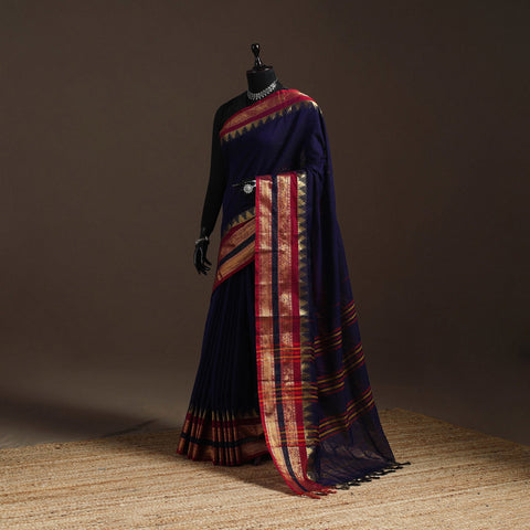 Dharwad cotton saree with border 18 - handcrafted