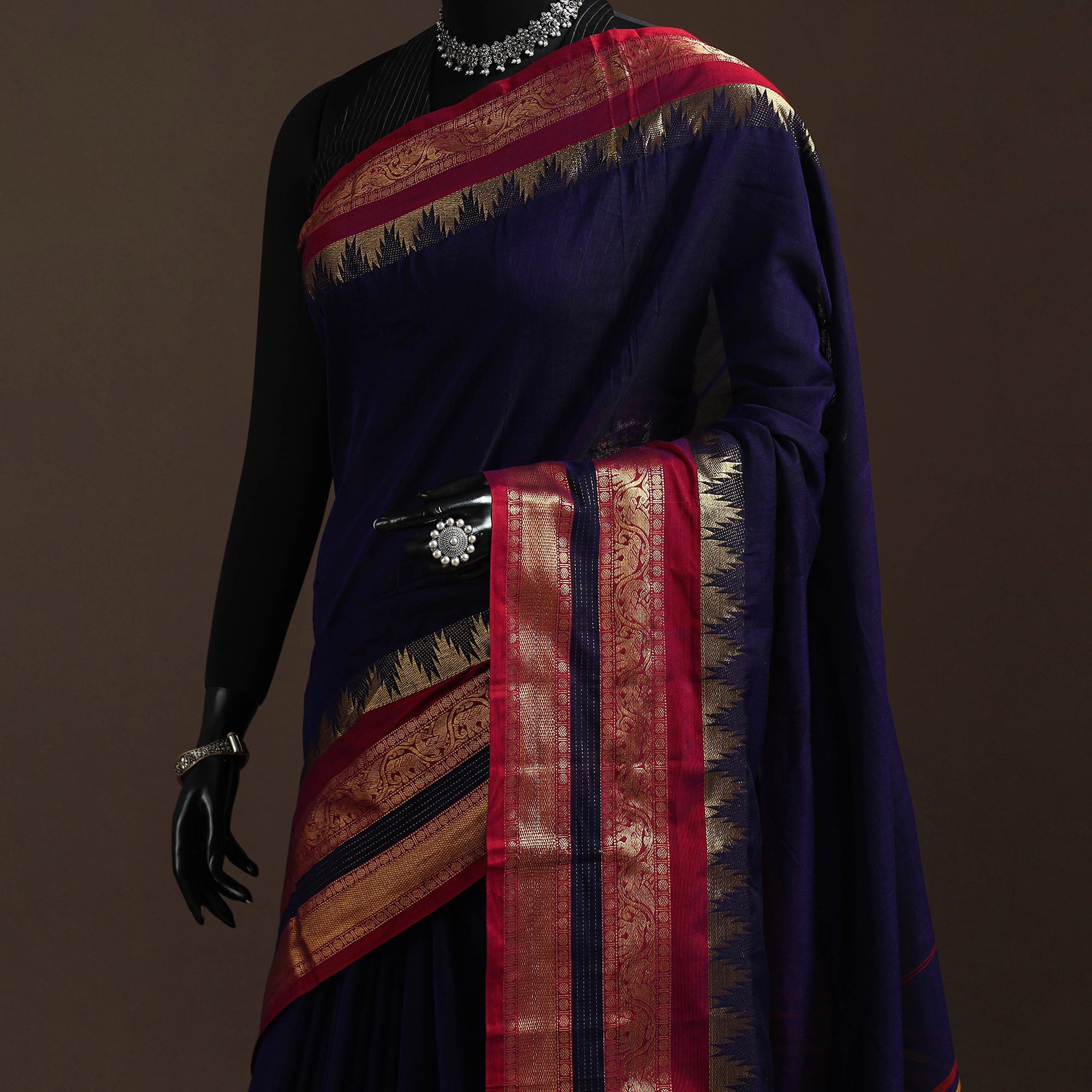Darwan Color Blue Dharwad Cotton Saree with Border