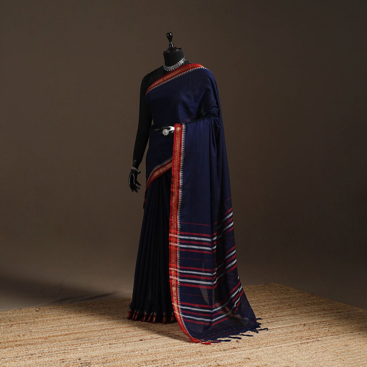 Dharwad cotton saree with border 18 - handcrafted