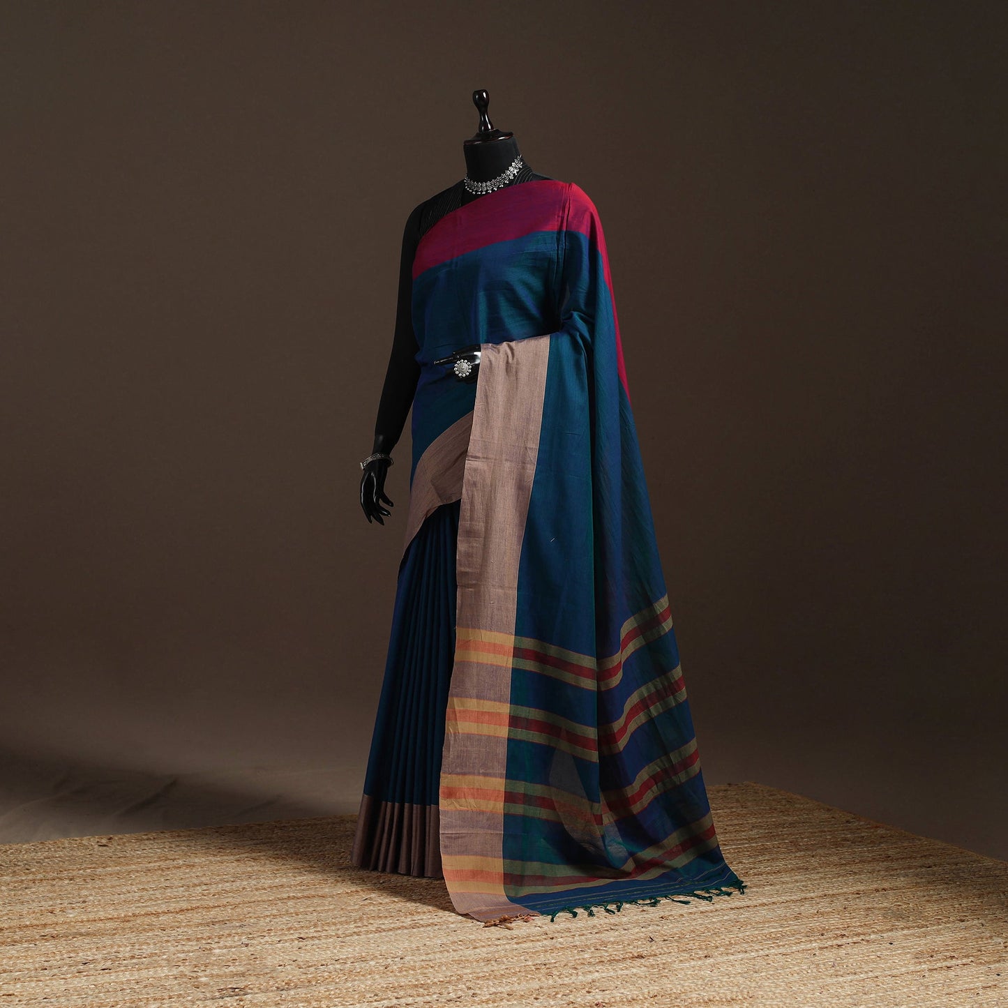 Dharwad cotton saree with border 25 - handcrafted