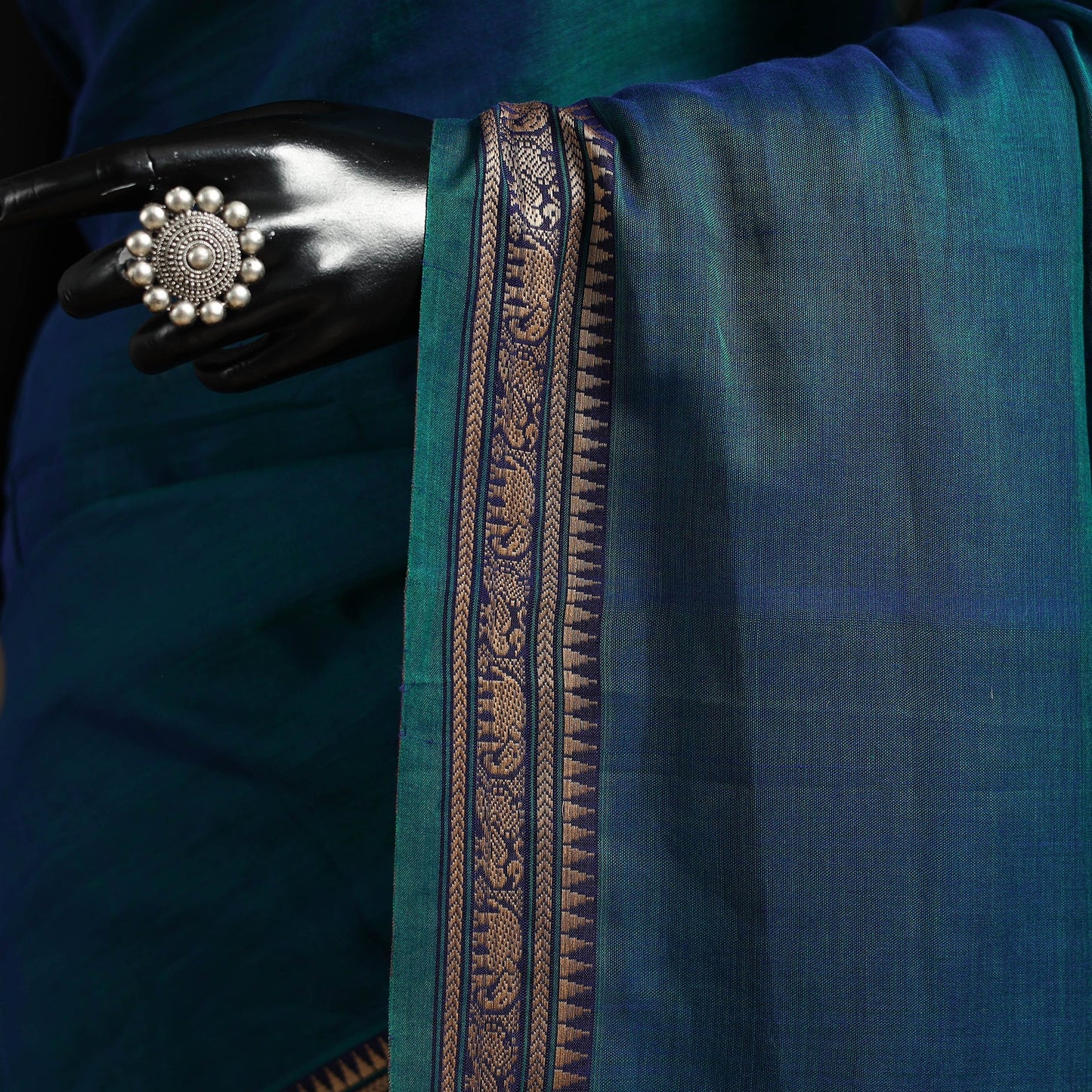 Dharwad cotton saree with border 38 - handcrafted