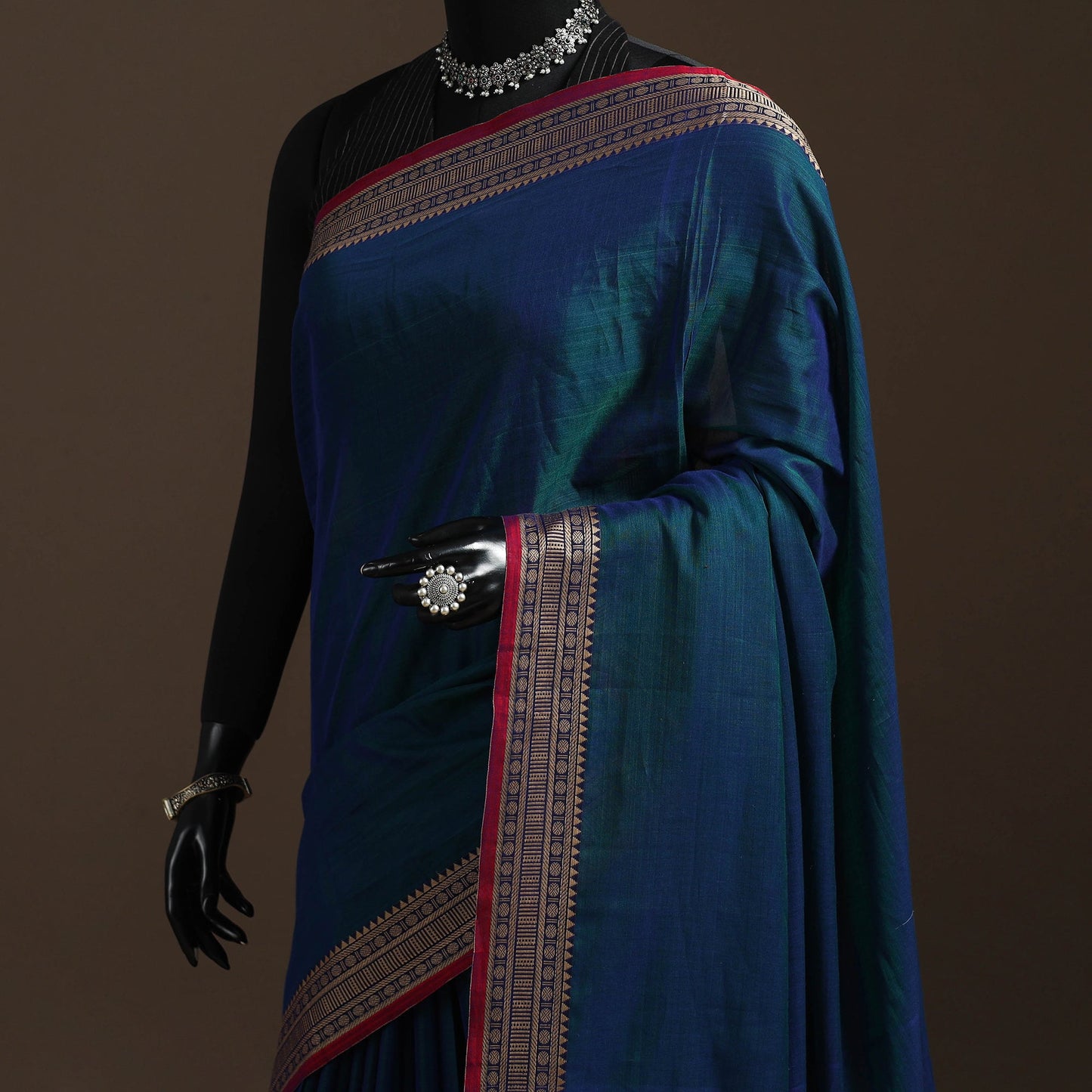 Dharwad cotton saree with border 40 - handcrafted