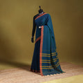Blue - dharwad cotton saree with border 42 - handcrafted