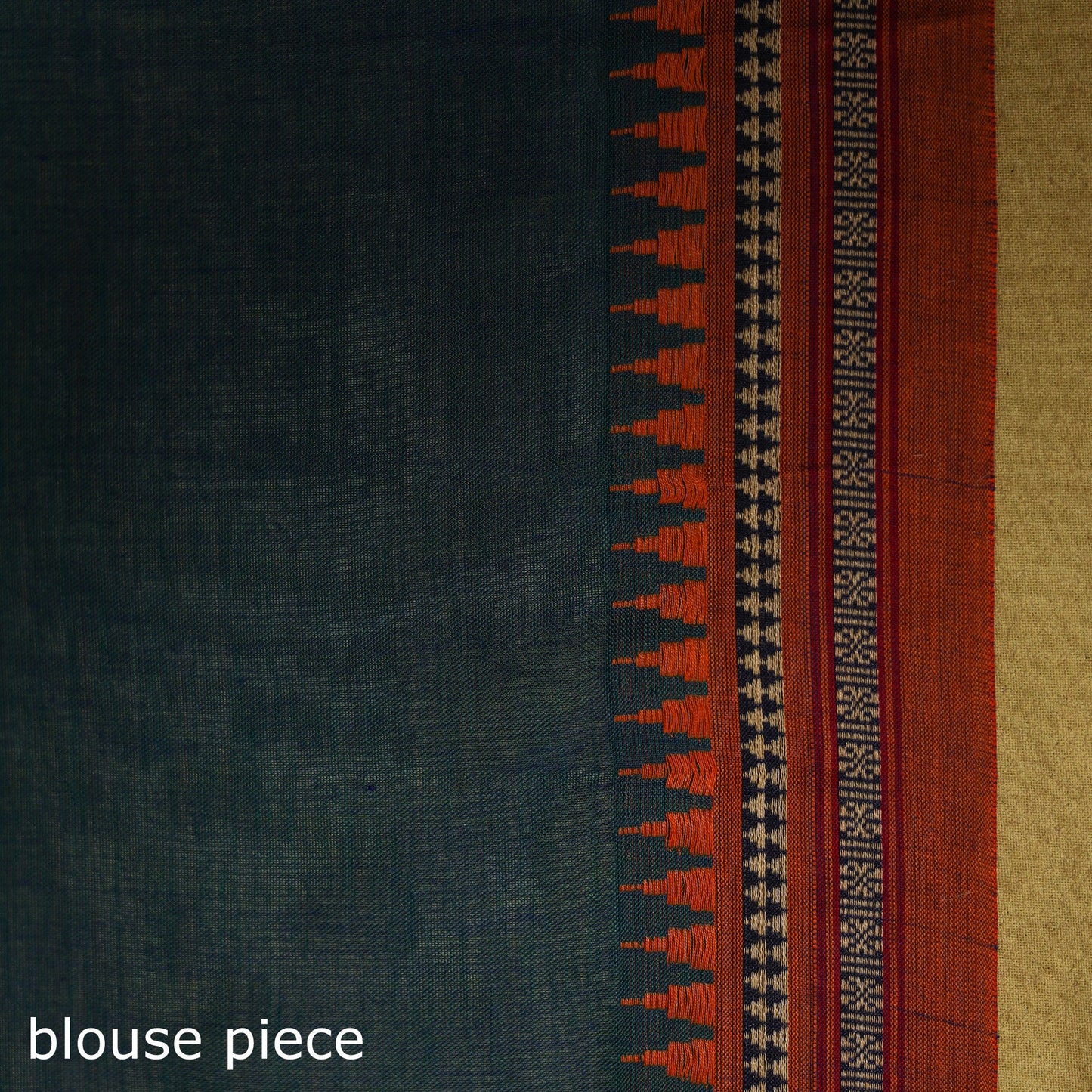 Blue - dharwad cotton saree with border 42 - handcrafted