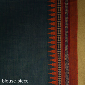 Blue - dharwad cotton saree with border 42 - handcrafted