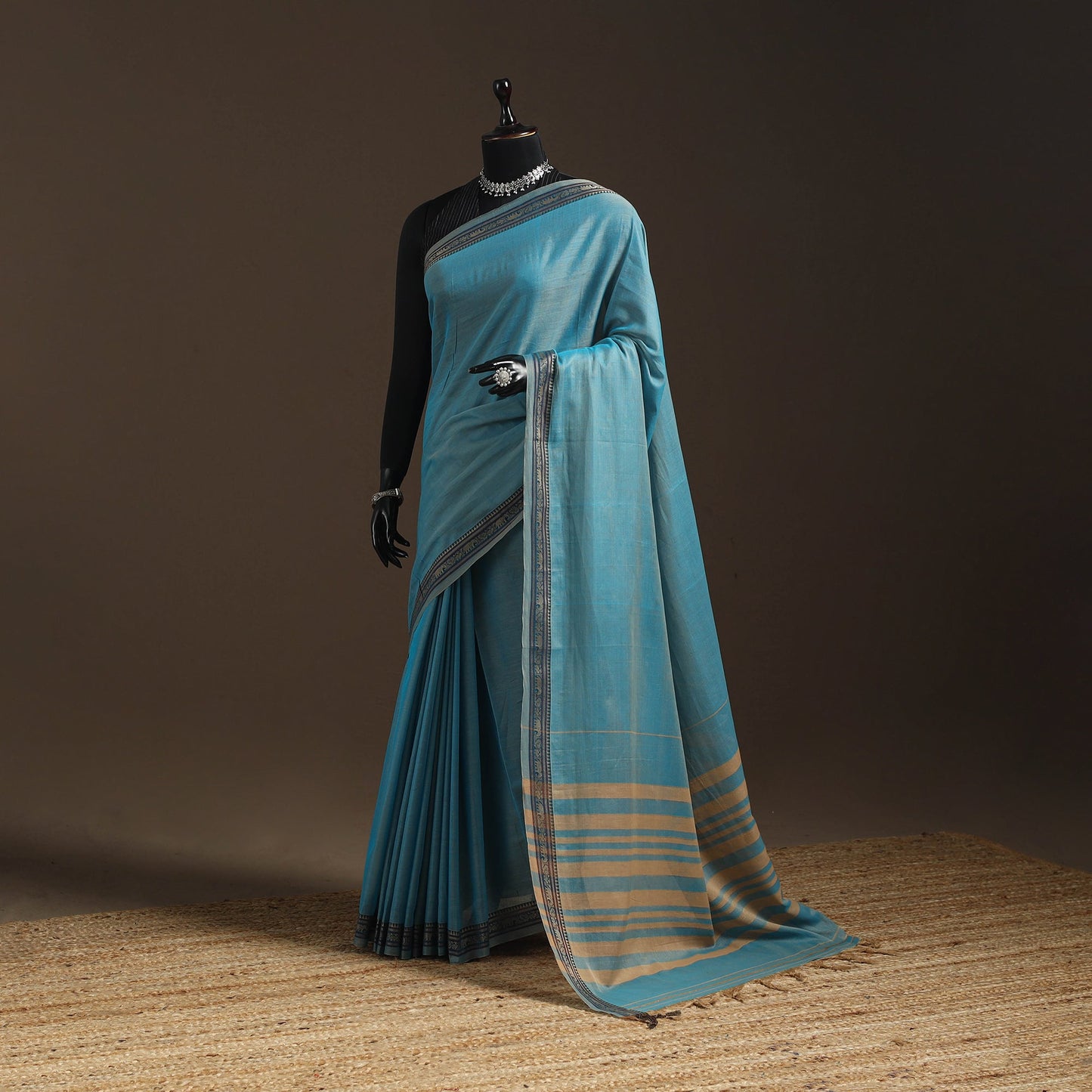 Dharwad cotton saree with border 44 - handcrafted