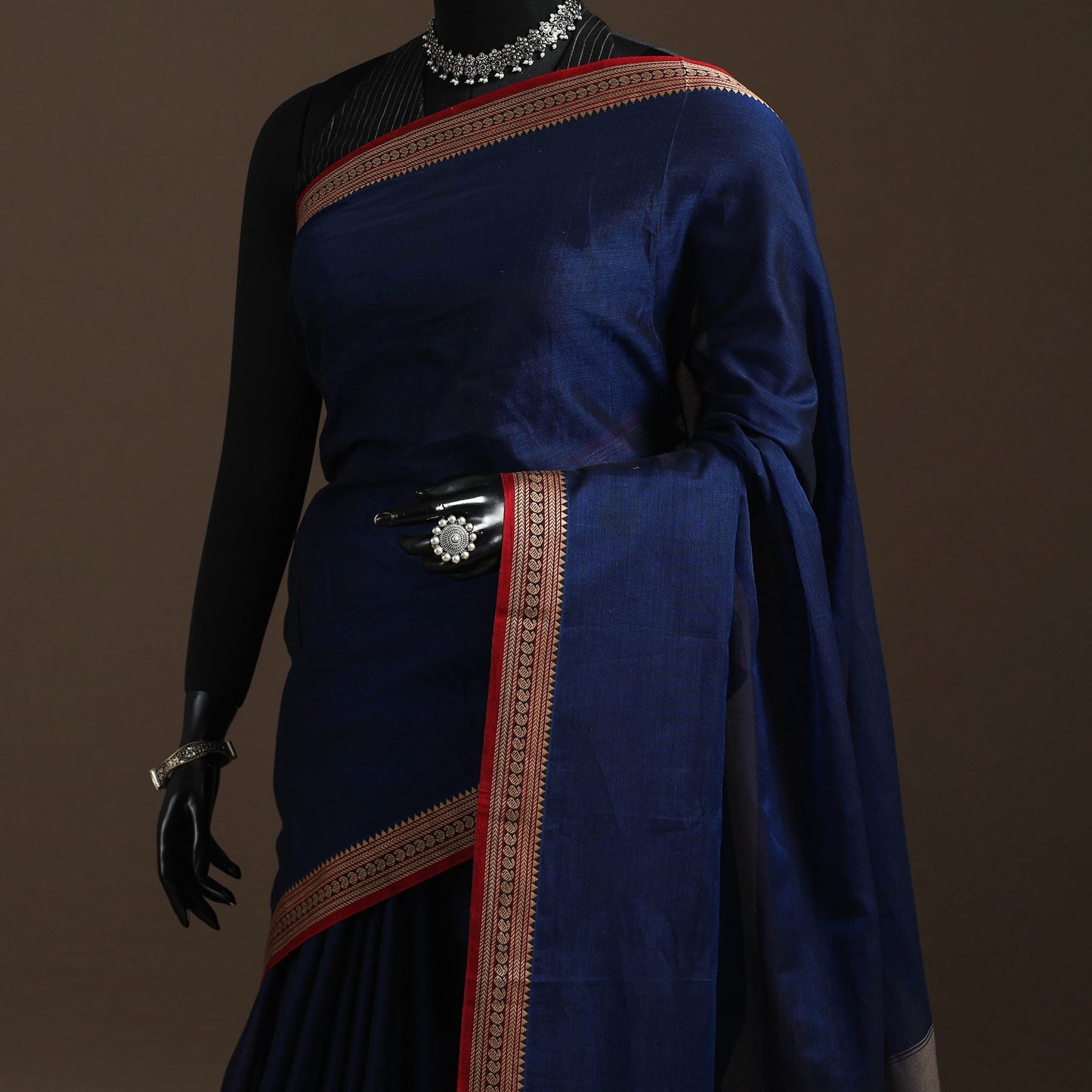 Dharwad cotton saree with border 51 - handcrafted