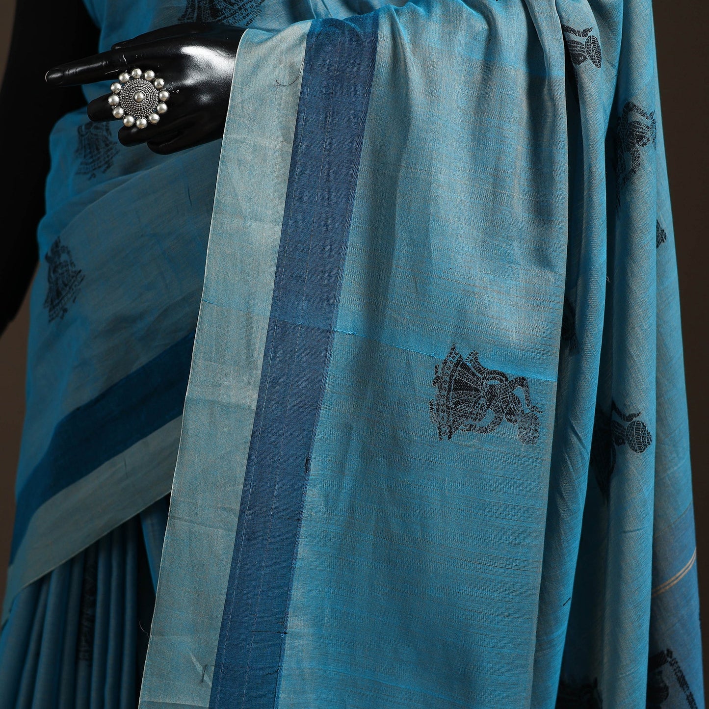 Dharwad cotton saree with thread buta 09 - handcrafted