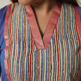 Blue - dharwad cotton straight kurta with patchwork 17