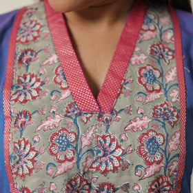 Blue - dharwad cotton straight kurta with sanganeri