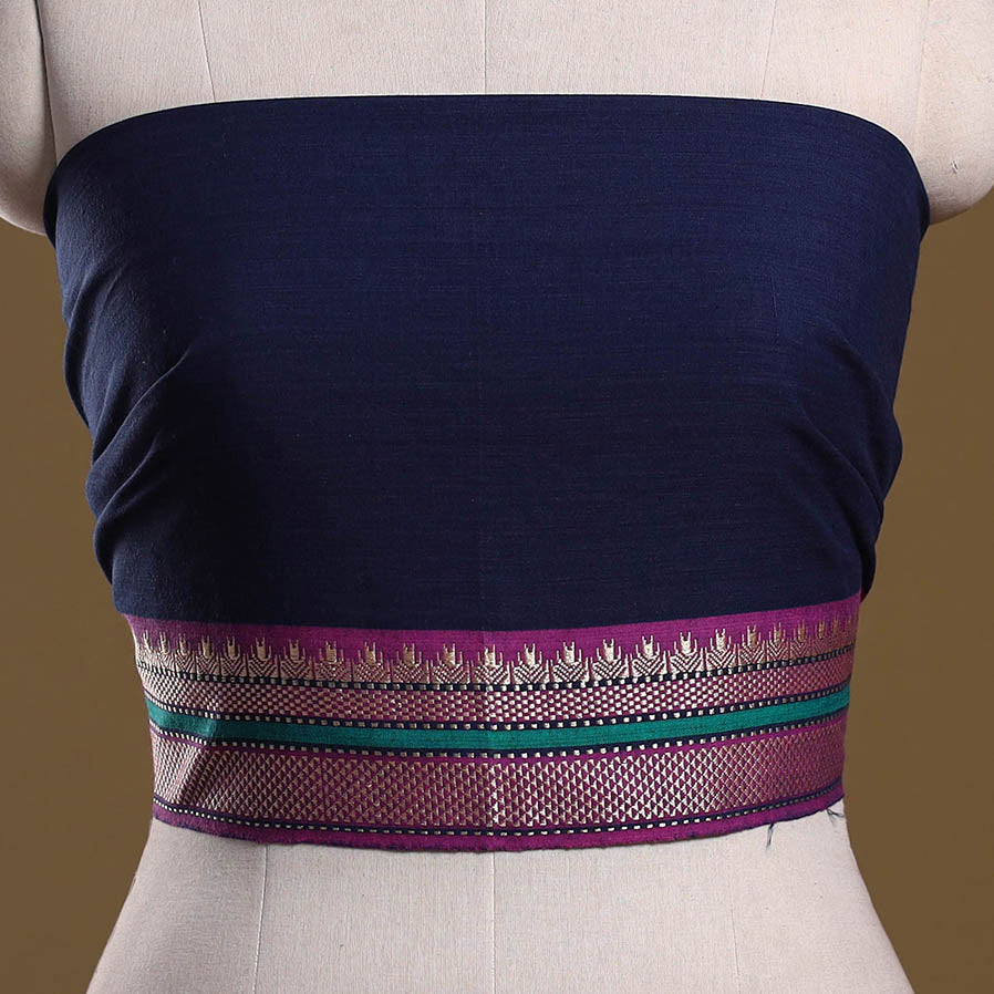 Dharwad weave cotton blouse piece 09 - handcrafted