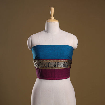 Dharwad weave cotton blouse piece 14 - handcrafted