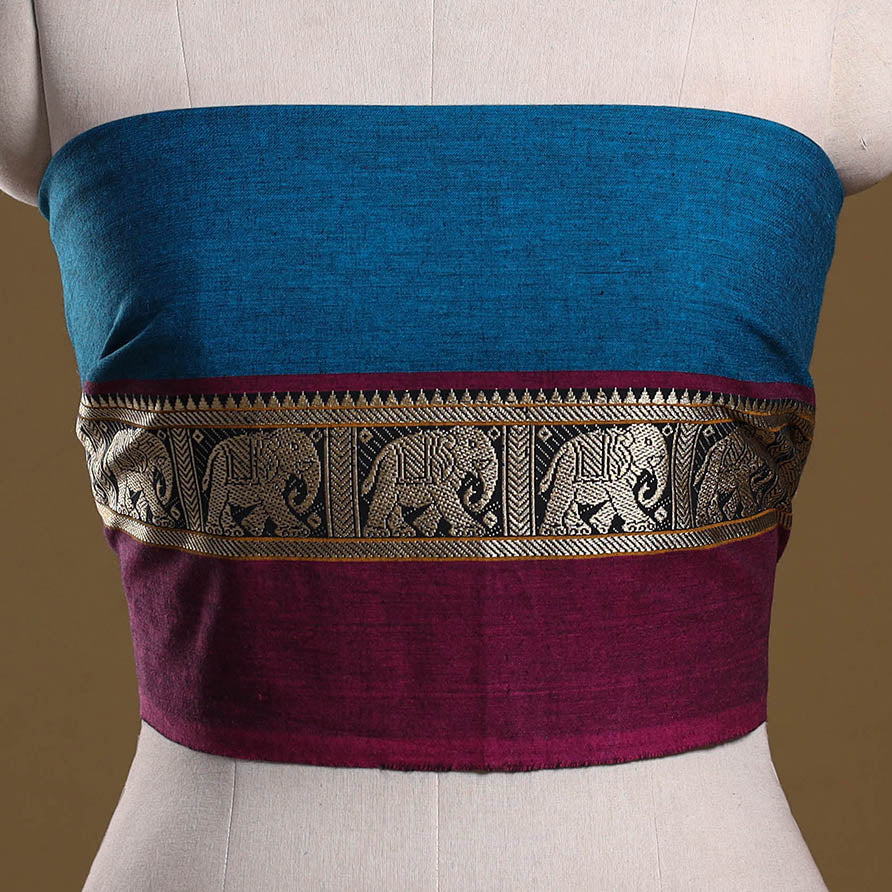 Dharwad weave cotton blouse piece 14 - handcrafted