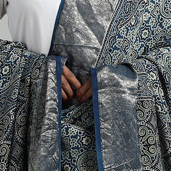 Dola Silk Block Print Ajrakh Dupatta