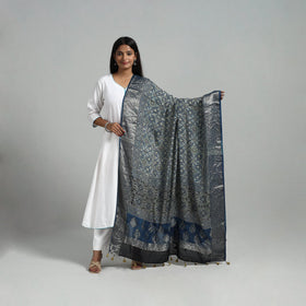 Dola Silk Block Print Ajrakh Dupatta