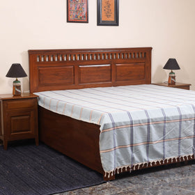 Blue - double handloom cotton bed sheet (108 x 90 in) 13